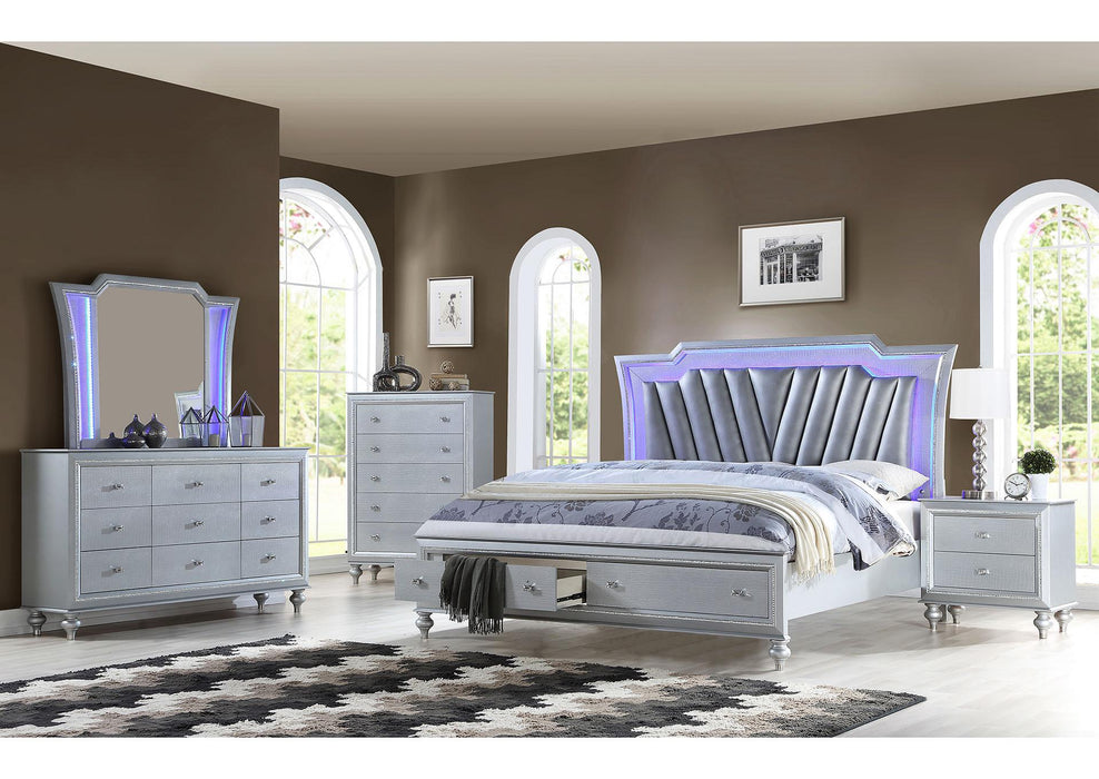 Galaxy Home Amber King Storage Bed in Silver GHF-808857661128 - Vida Furniture (Laredo,TX)