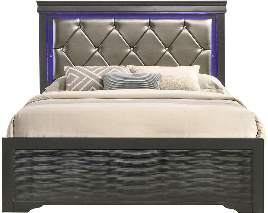Galaxy Home Brooklyn King Panel Bed in Metallic Grey GHF-733569265367 - Vida Furniture (Laredo,TX)