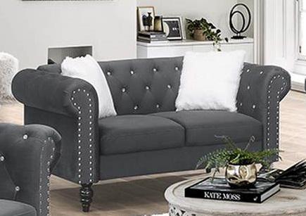 Galaxy Home Emma Loveseat in Gray GHF-808857544742 - Vida Furniture (Laredo,TX)