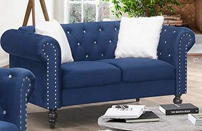 Galaxy Home Emma Loveseat in Navy Blue GHF-808857789310 - Vida Furniture (Laredo,TX)