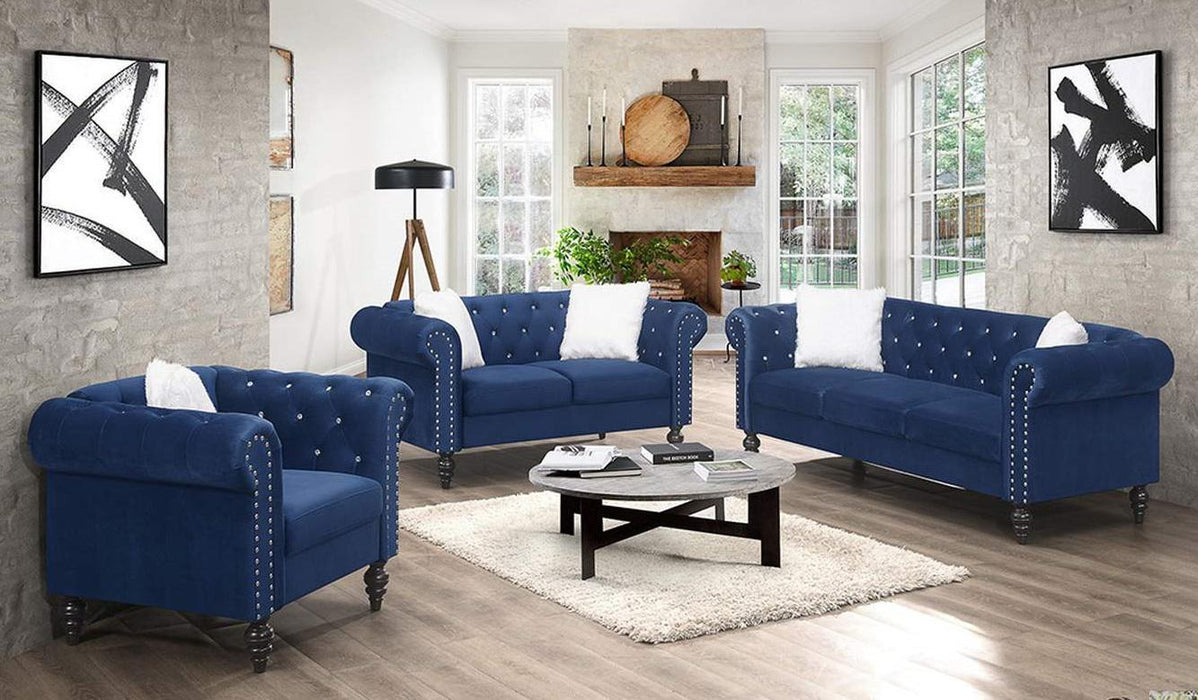 Galaxy Home Emma Loveseat in Navy Blue GHF-808857789310 - Vida Furniture (Laredo,TX)