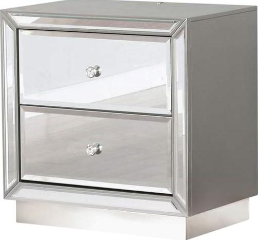 Galaxy Home Infinity 2 Drawer Nightstand in Silver GHF-808857510181
