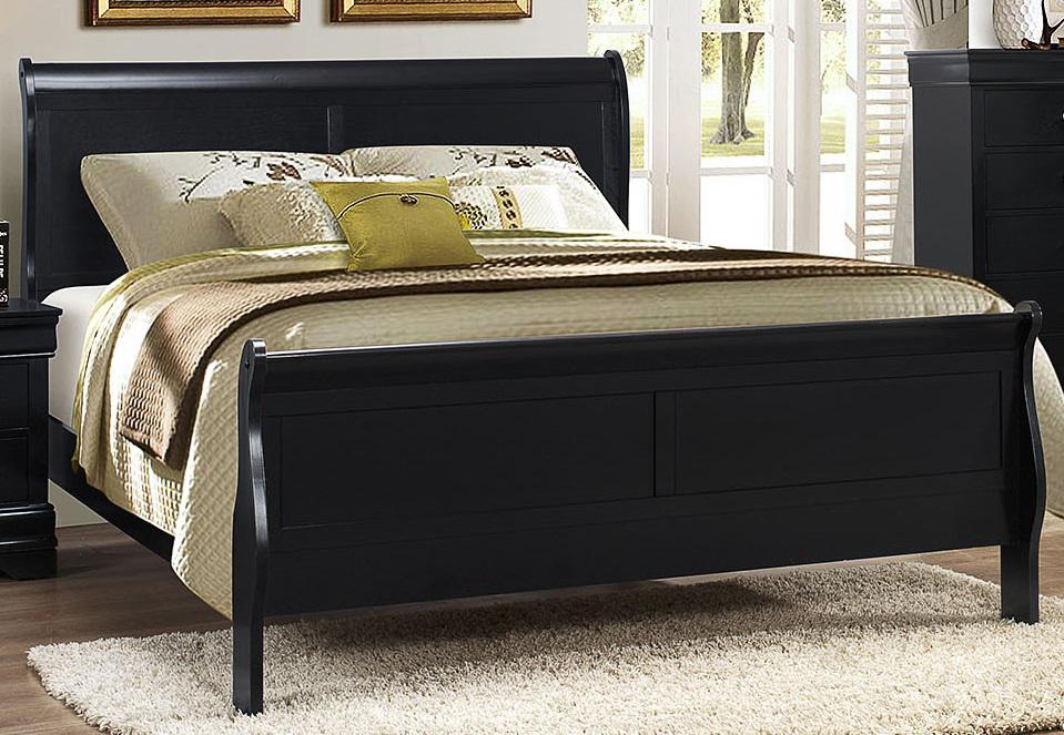 Galaxy Home Louis Phillipe Twin Sleigh Bed in Black GHF-808857737809