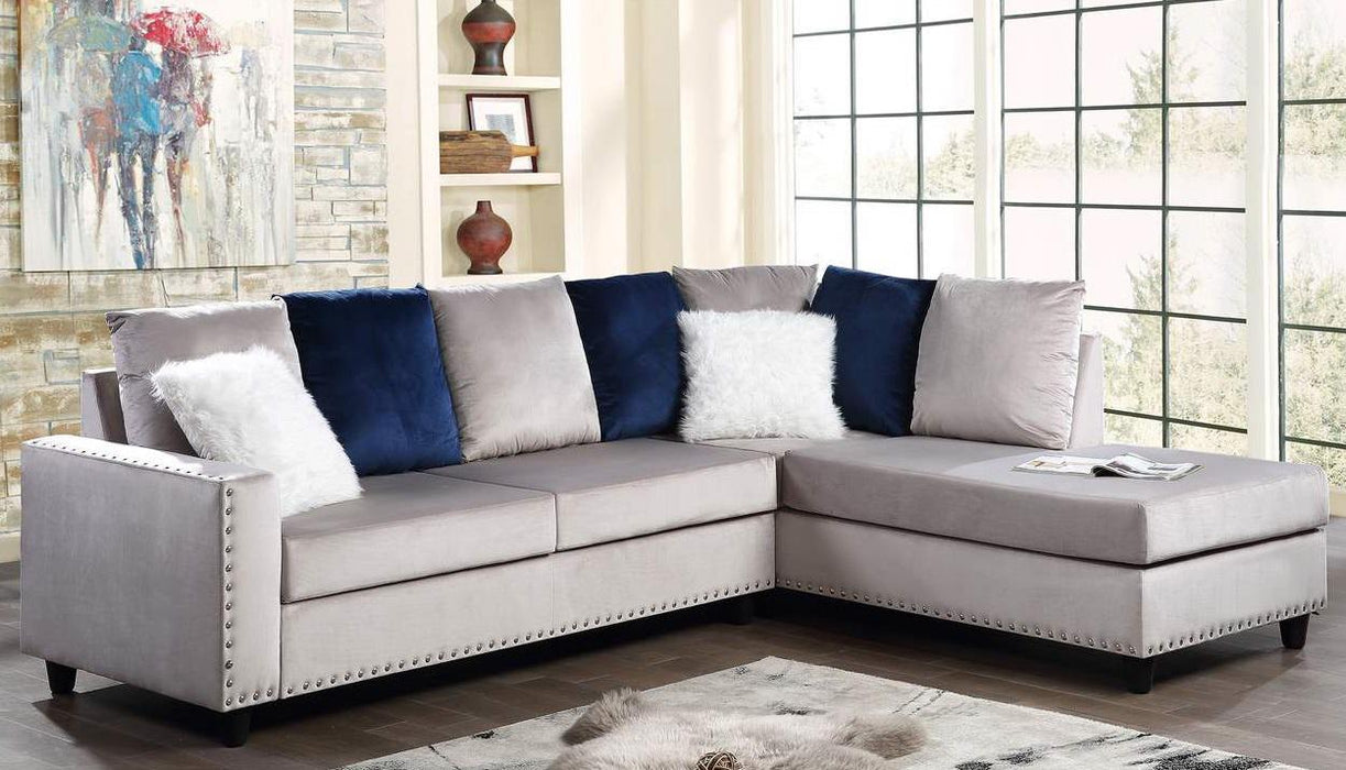 Galaxy Home Martha Reversible Sectional Sofa in Gray GHF-808857622297