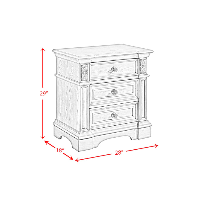 Glenmore 3-Drawer Nightstand with USB in Aged Grey - Vida Furniture (Laredo,TX)