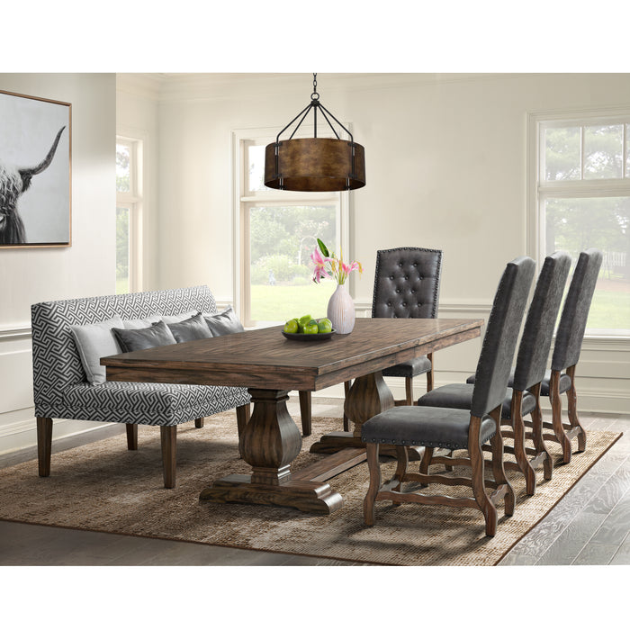 Gramercy 6PC Dining Set-Table, Four Tufted Tall Back Chairs and Settee - Vida Furniture (Laredo,TX)