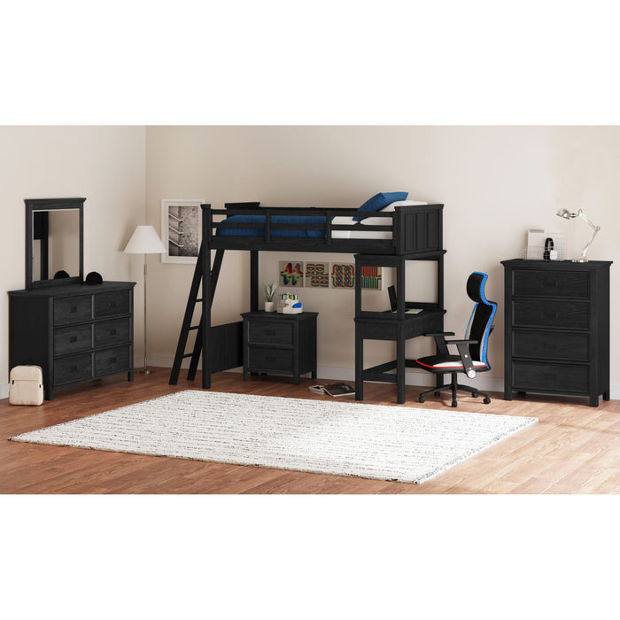 Hampton Kids Loft with Ladder and Desk with Speaker - Vida Furniture (Laredo,TX)