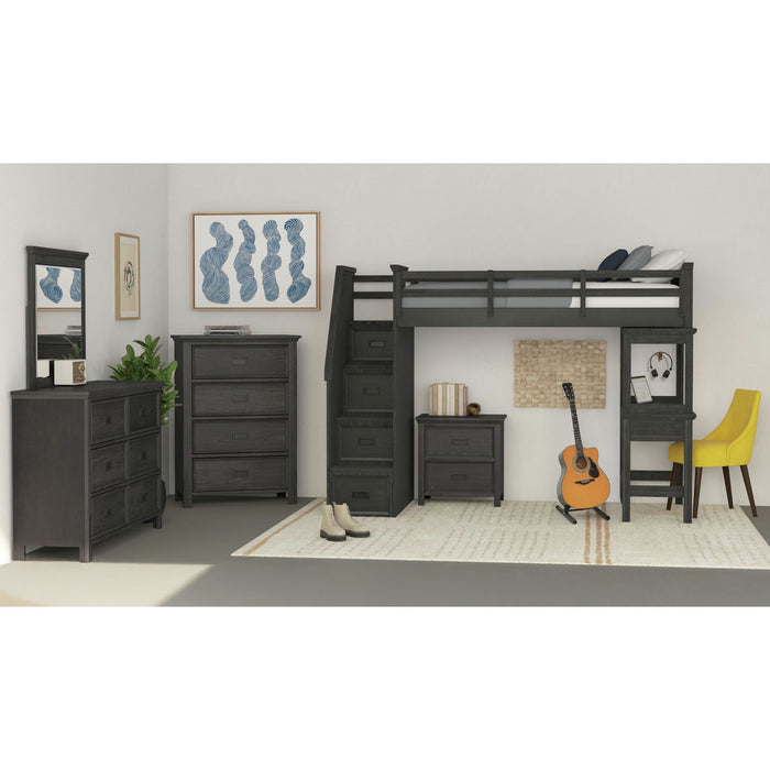 Hampton Kids Loft with Staircase and Desk with Speaker Bedroom Set - Vida Furniture (Laredo,TX)