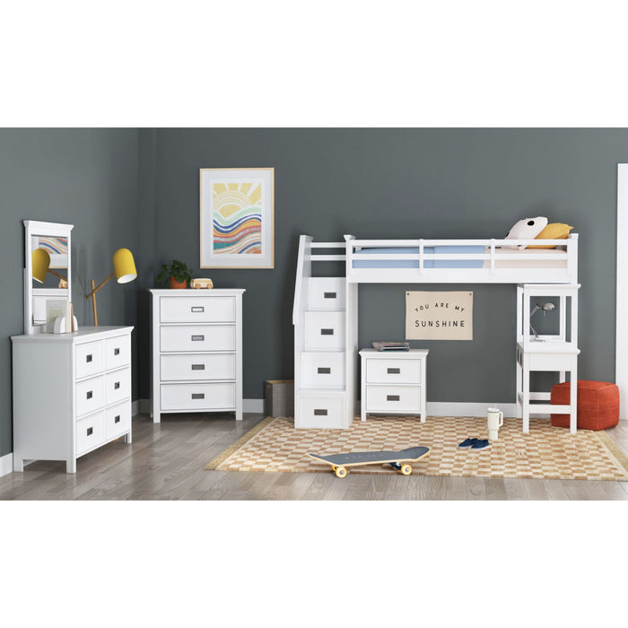 Hampton Kids Loft with Staircase and Desk with Speaker Bedroom Set - Vida Furniture (Laredo,TX)