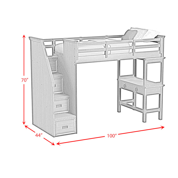 Hampton Kids Loft with Staircase and Desk with Speaker - Vida Furniture (Laredo,TX)