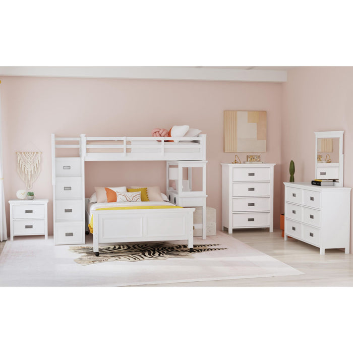 Hampton Kids Over Loft with Staircase and Desk with Speaker Bedroom Set - Vida Furniture (Laredo,TX)