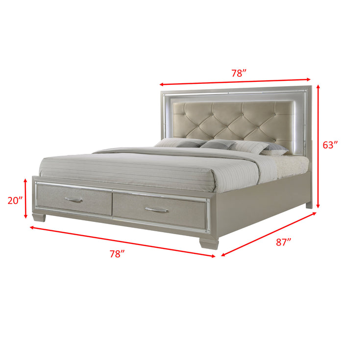 Platinum Platform Storage Bedroom Set - Vida Furniture (Laredo,TX)