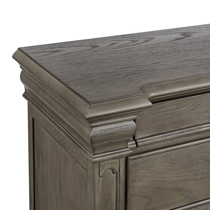 Kings Court 3-Drawer Nightstand (Sliding Top) in Grey - Vida Furniture (Laredo,TX)