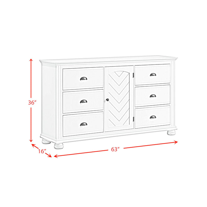 Kona 6-Drawer Dresser in White - Vida Furniture (Laredo,TX)