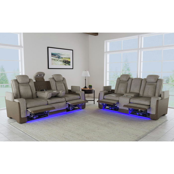 Lantana Power Motion Sofa with Power Headrest, Led, DDT, reading light and PWS in Rocky Grey/Brown - Vida Furniture (Laredo,TX)