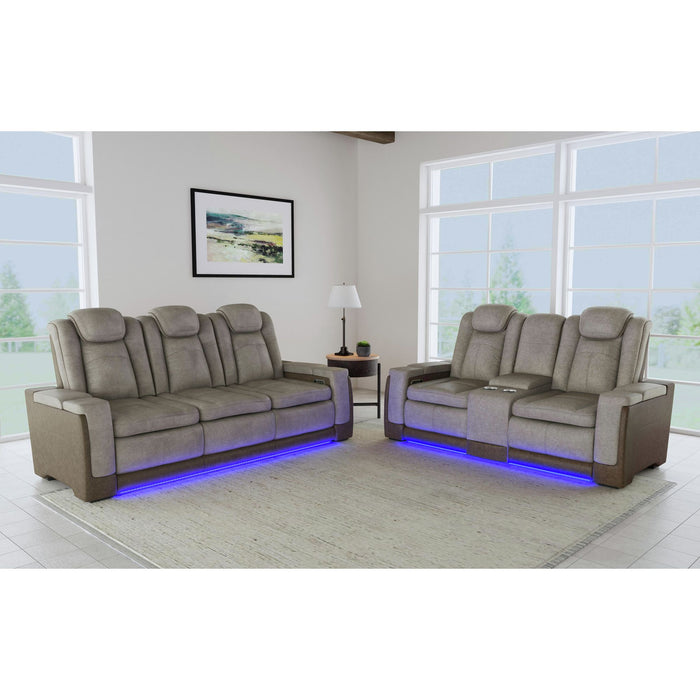 Lantana Power Motion Sofa with Power Headrest, Led, DDT, reading light and PWS in Rocky Grey/Brown - Vida Furniture (Laredo,TX)