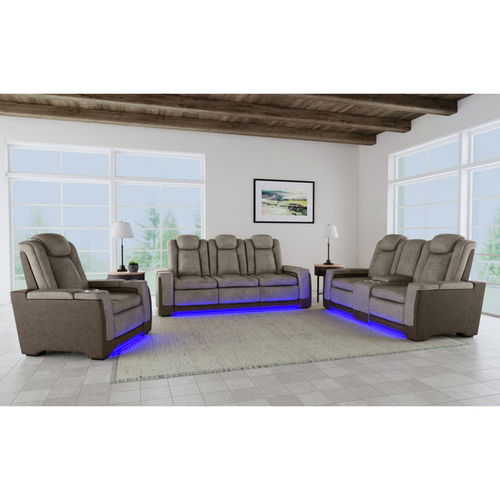 Lantana Power Motion Sofa with Power Headrest, Led, DDT, reading light and PWS in Rocky Grey/Brown - Vida Furniture (Laredo,TX)