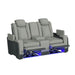 Lantana Power Motion Loveseat with Power Headrest, Led, and Console in Rocky Cement/Charcoal - Vida Furniture (Laredo,TX)