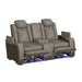 Lantana Power Motion Loveseat with Power Headrest, Led, and Console in Rocky Grey/Brown - Vida Furniture (Laredo,TX)