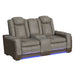 Lantana Power Motion Loveseat with Power Headrest, Led, and Console in Rocky Grey/Brown - Vida Furniture (Laredo,TX)