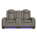 Lantana Power Motion Loveseat with Power Headrest, Led, and Console in Rocky Grey/Brown - Vida Furniture (Laredo,TX)
