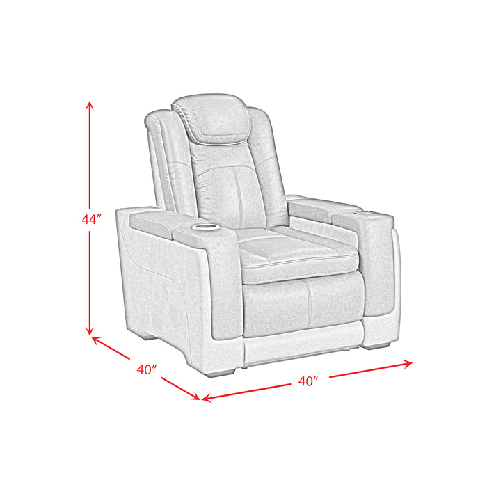 Lantana Power Motion Recliner with Power Headrest, Led ,wireless charger and cup holder in Rocky Grey/Brown - Vida Furniture (Laredo,TX)