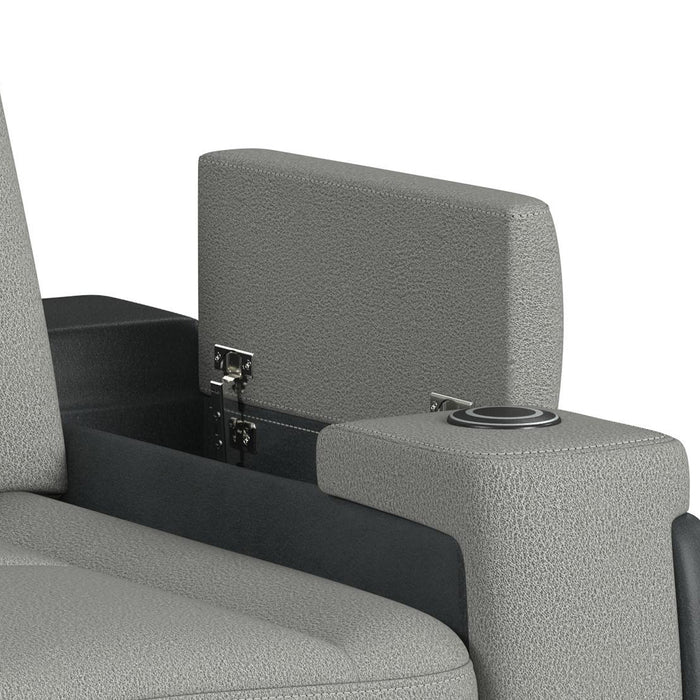 Lantana Power Motion Recliner with Power Headrest, Led, wireless charger and Cup holder in Rocky Cement/Charcoal - Vida Furniture (Laredo,TX)