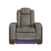 Lantana Power Motion Recliner with Power Headrest, Led ,wireless charger and cup holder in Rocky Grey/Brown - Vida Furniture (Laredo,TX)