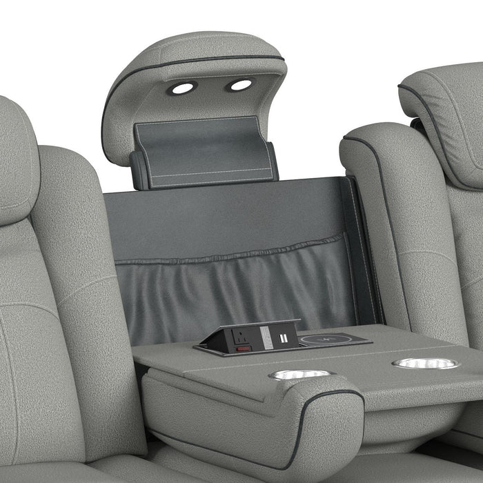 Lantana 3PC Living Room Set in Rocky Cement/Charcoal-Sofa, Loveseat & Recliner - Vida Furniture (Laredo,TX)