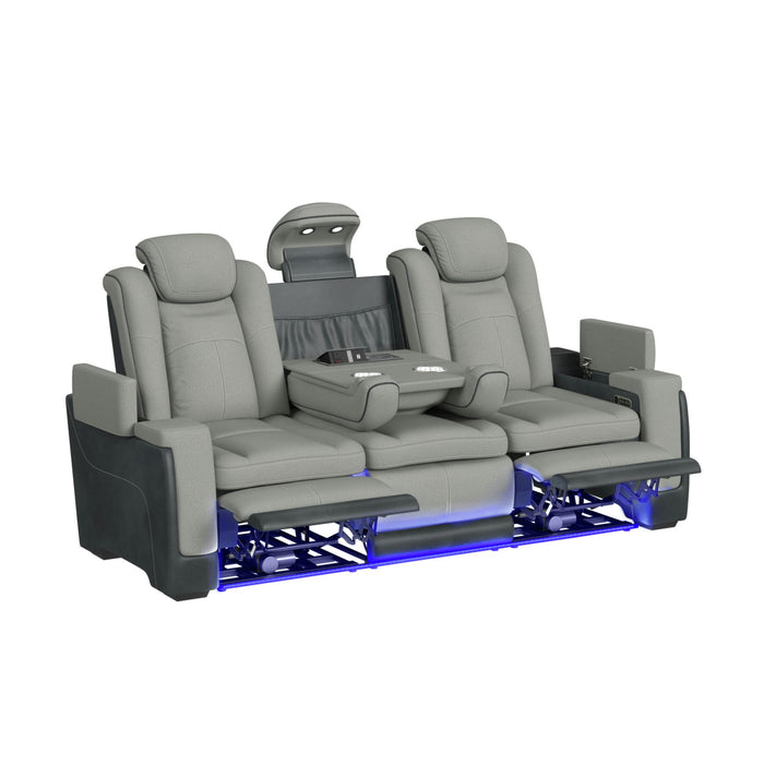 Lantana Power Motion Sofa with Power Headrest, Led, DDT, reading light and PWS in Rocky Cement/Charcoal - Vida Furniture (Laredo,TX)