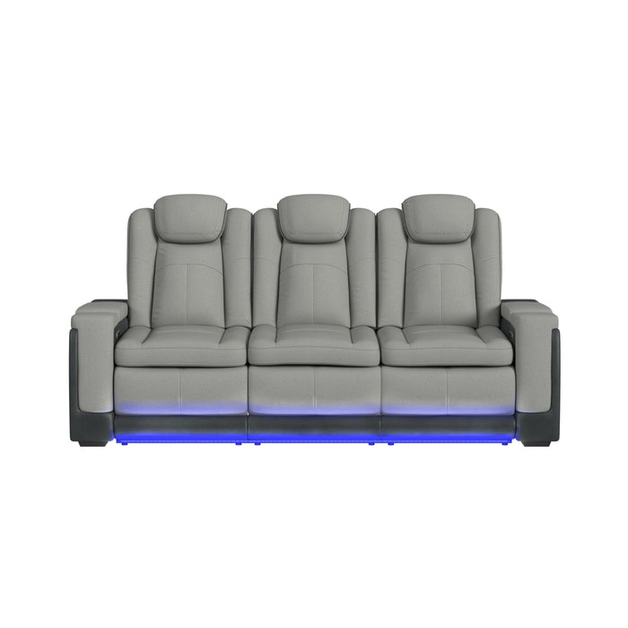 Lantana Power Motion Sofa with Power Headrest, Led, DDT, reading light and PWS in Rocky Cement/Charcoal - Vida Furniture (Laredo,TX)
