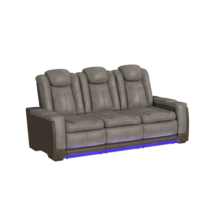Lantana Power Motion Sofa with Power Headrest, Led, DDT, reading light and PWS in Rocky Grey/Brown - Vida Furniture (Laredo,TX)