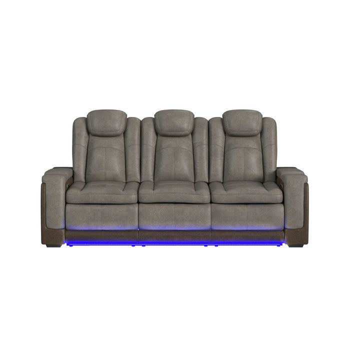 Lantana Power Motion Sofa with Power Headrest, Led, DDT, reading light and PWS in Rocky Grey/Brown - Vida Furniture (Laredo,TX)
