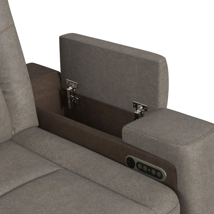 Lantana Power Motion Sofa with Power Headrest, Led, DDT, reading light and PWS in Rocky Grey/Brown - Vida Furniture (Laredo,TX)