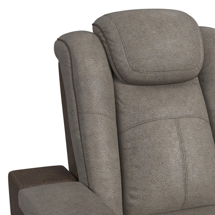 Lantana Power Motion Recliner with Power Headrest, Led ,wireless charger and cup holder in Rocky Grey/Brown - Vida Furniture (Laredo,TX)