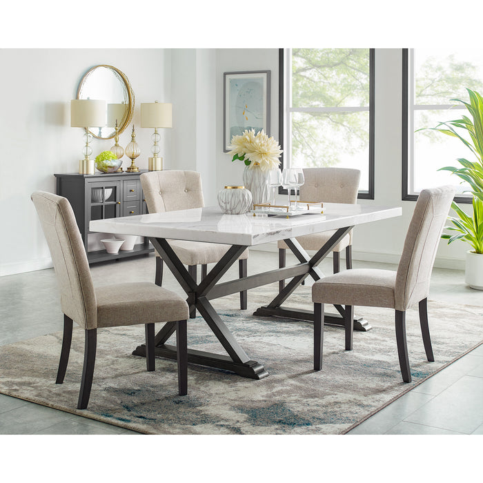 Lexi Dining Table in Espresso Base / White Marble Top - Vida Furniture (Laredo,TX)