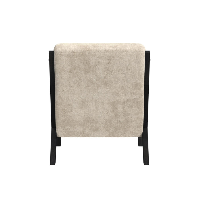 Marina Chair with kidney pillow in Langley Cream and Brushed Espresso Finish - Vida Furniture (Laredo,TX)