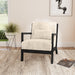 Marina Chair with kidney pillow in Langley Cream and Brushed Espresso Finish - Vida Furniture (Laredo,TX)