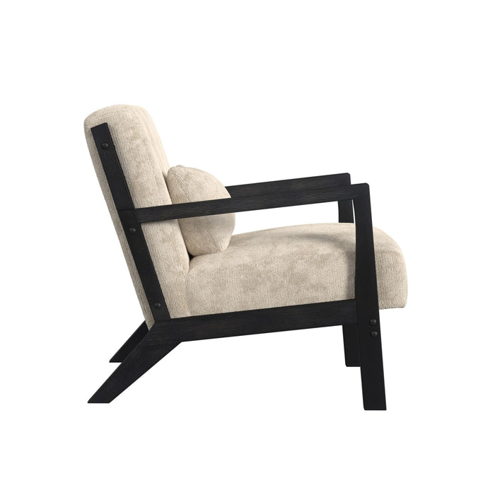 Marina Chair with kidney pillow in Langley Cream and Brushed Espresso Finish - Vida Furniture (Laredo,TX)