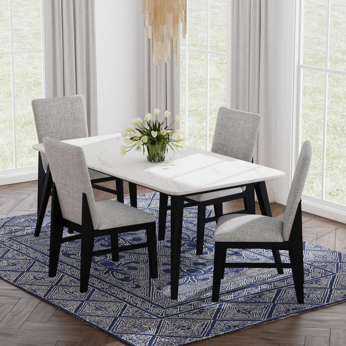 Marlene Standard Height Dining Set in Black-Table and Four Chairs - Vida Furniture (Laredo,TX)