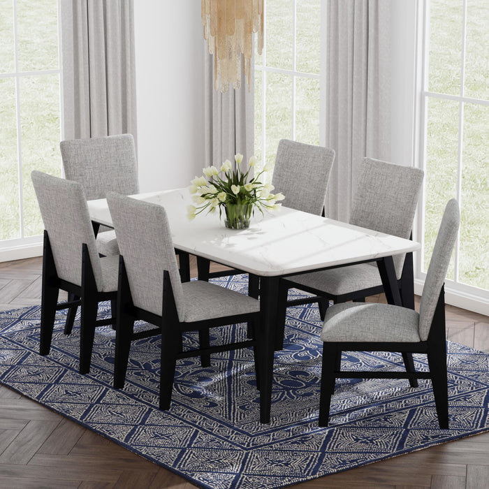 Marlene Standard Height Dining Set in Black-Table and Four Chairs - Vida Furniture (Laredo,TX)