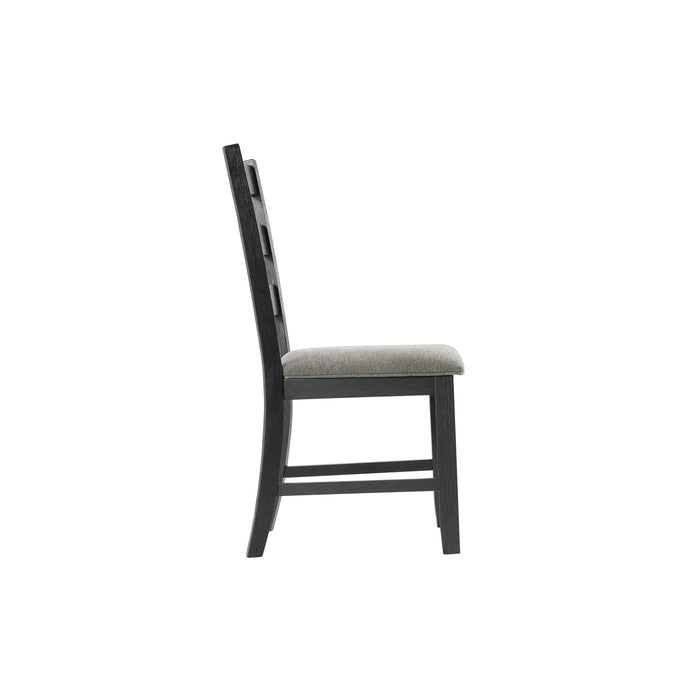 Martin Dining Side Chair with Grey Fabric - Black Finish (2 Per Carton) - Vida Furniture (Laredo,TX)