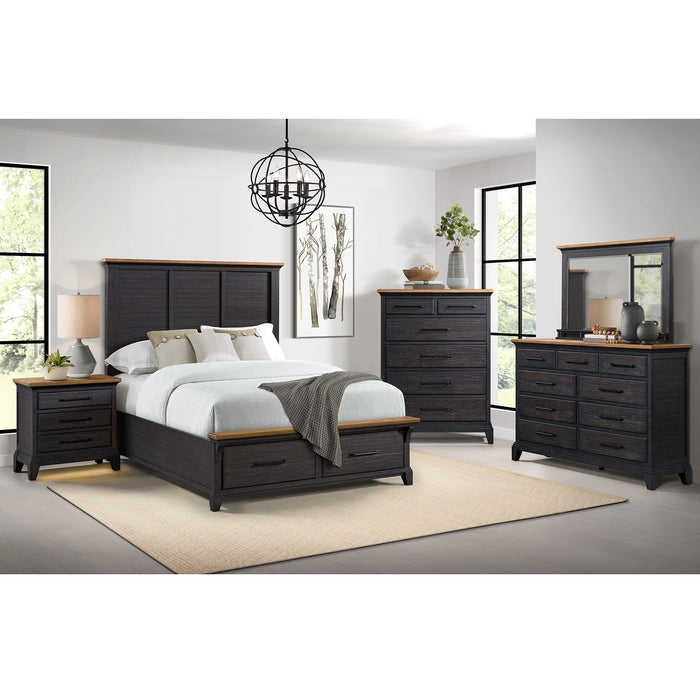 Montrose Storage Bedroom Set in Espresso & Brown - Vida Furniture (Laredo,TX)