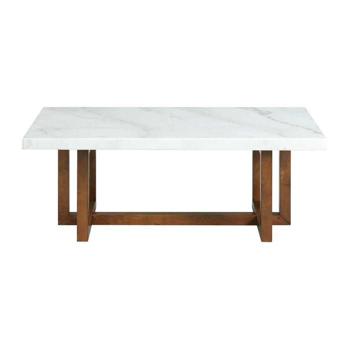 Morris Coffee Table in Espresso W/White Marble Top (3A Packing) - Vida Furniture (Laredo,TX)