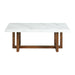 Morris Coffee Table in Espresso W/White Marble Top (3A Packing) - Vida Furniture (Laredo,TX)