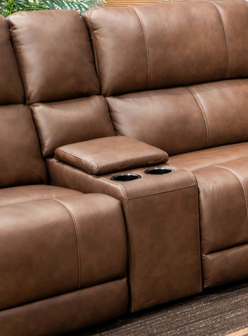 Bleckley Power Reclining Sectional Loveseat with Console - Vida Furniture (Laredo,TX)
