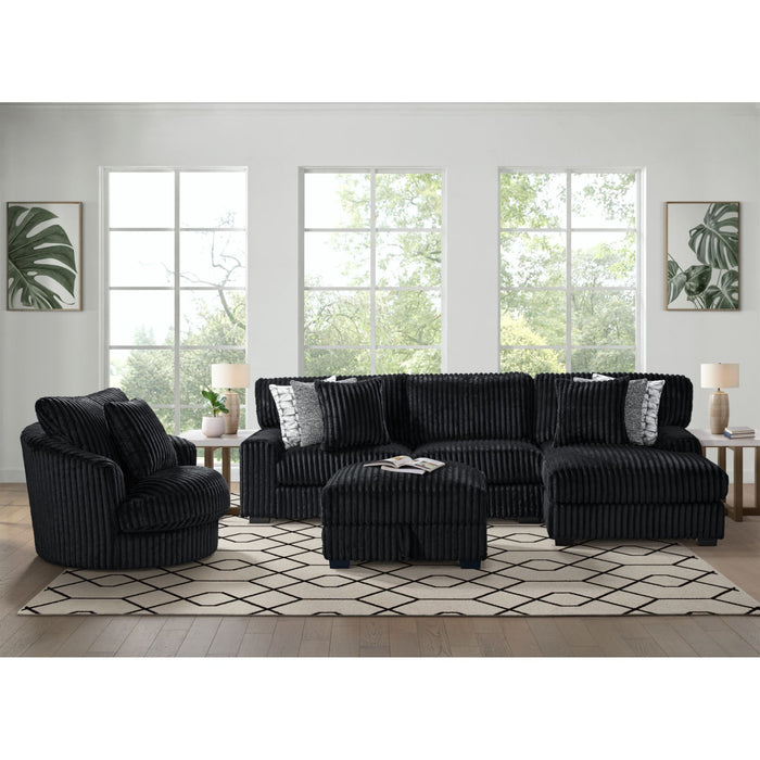 Nightfall RHF Chaise in Grand Cord Black with 2 self Pillows 20" - Vida Furniture (Laredo,TX)