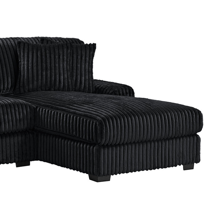 Nightfall RHF Chaise in Grand Cord Black with 2 self Pillows 20" - Vida Furniture (Laredo,TX)