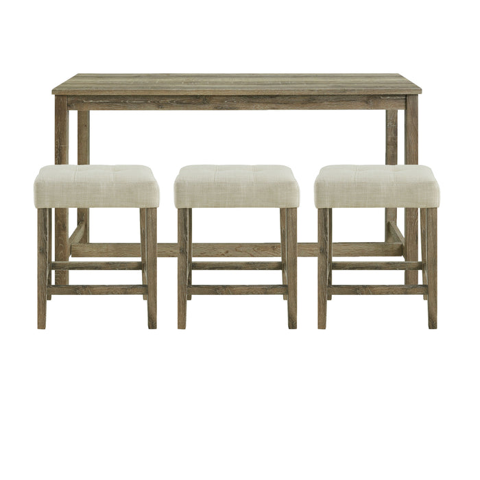 Oak Lawn Bar Table Single Pack (Table + Three Stools) - Vida Furniture (Laredo,TX)
