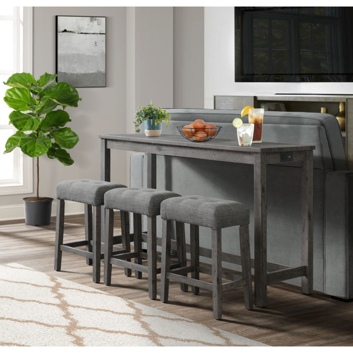 Oak Lawn Charcoal Grey Bar Table Single Pack (Table + 3 Grey Fabric Stools) - Vida Furniture (Laredo,TX)